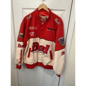 Vintage Budweiser, Nascar Winston Cup Series Racing Jacket By Jeff Hamilton 1998